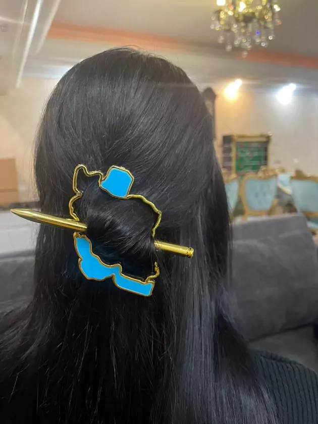 خرید گل سر نقشه ایران hair با خودنویس طلایی زیبا + ارسال فوری